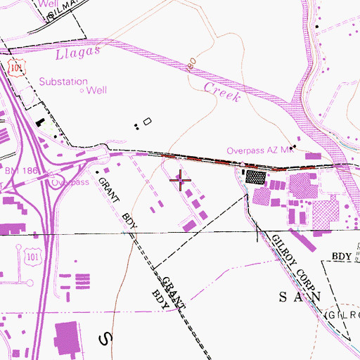 Topographic Map of Gilroy Division, CA