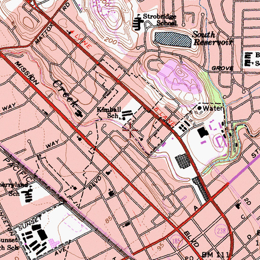 Topographic Map of Hayward Division, CA