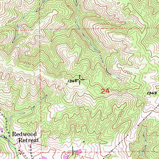 Topographic Map of Llagas-Uvas Division, CA