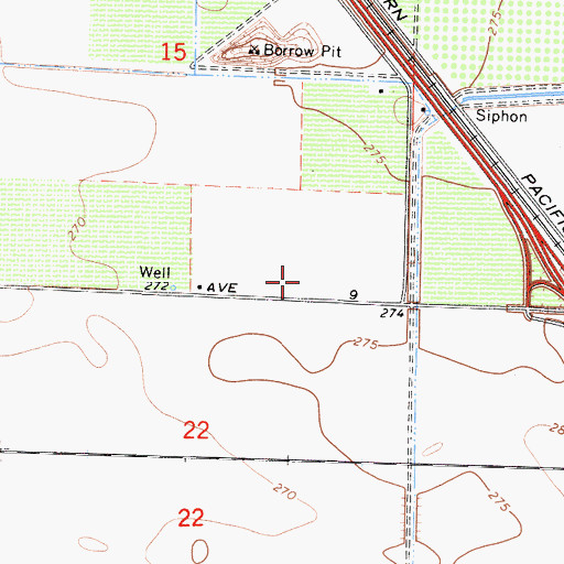 Topographic Map of Madera Southeast Division, CA