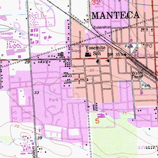 Topographic Map of Manteca Division, CA