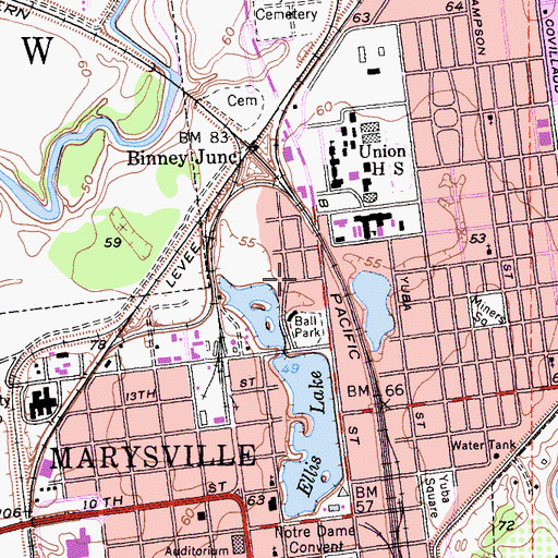 Topographic Map of Marysville Division, CA