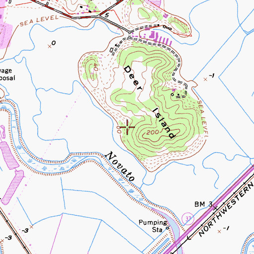 Topographic Map of Novato Division, CA