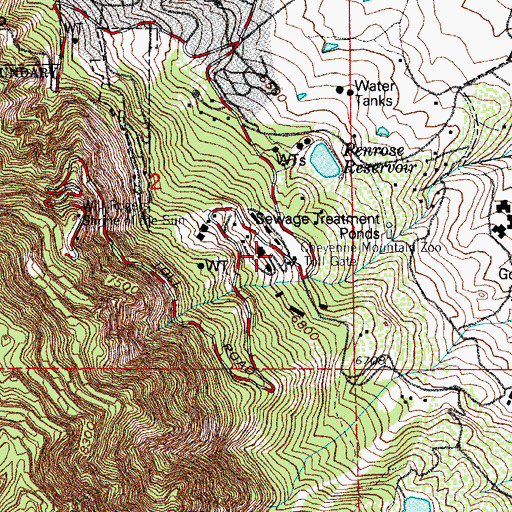 Topographic Map of Cheyenne Mountain Zoo, CO