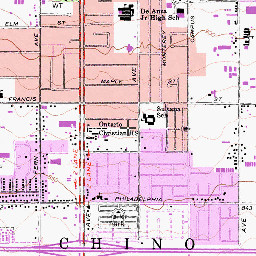 Topographic Map of Ontario Division, CA