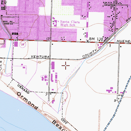 Topographic Map of Oxnard Division, CA