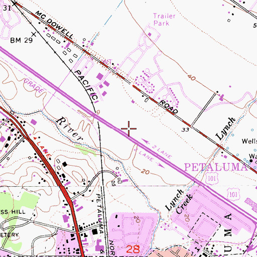Topographic Map of Petaluma Division, CA