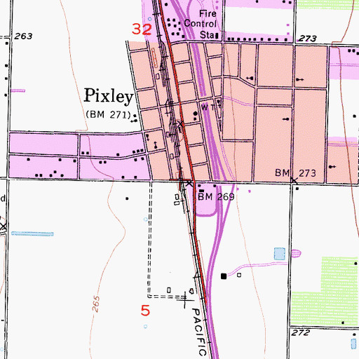 Topographic Map of Pixley Division, CA