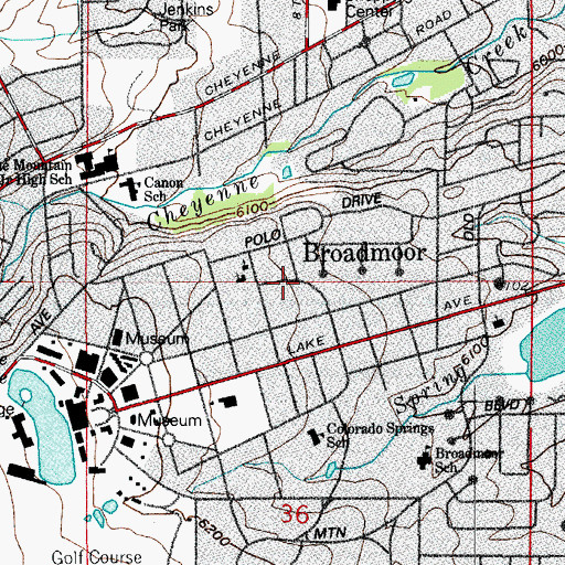 Topographic Map of Broadmoor, CO