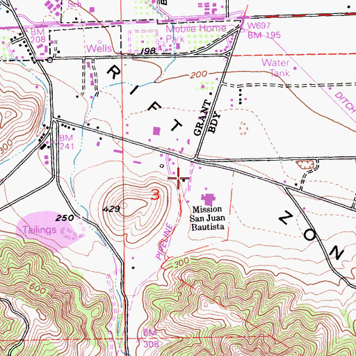 Topographic Map of San Juan Bautista Division, CA