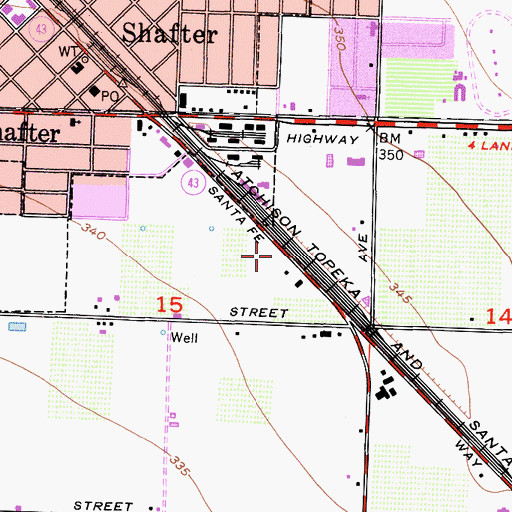 Topographic Map of Shafter Division, CA