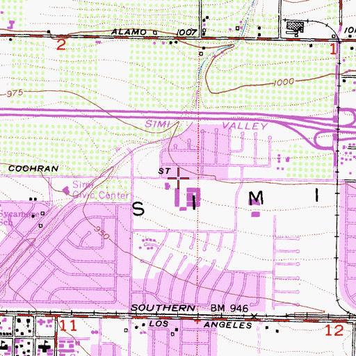 Topographic Map of Simi Valley Division, CA