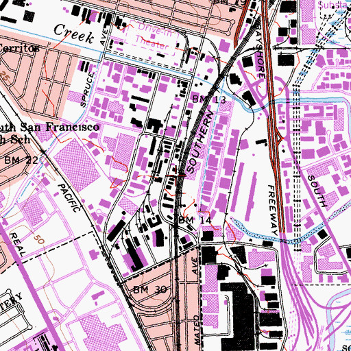 Topographic Map of South San Francisco Division, CA