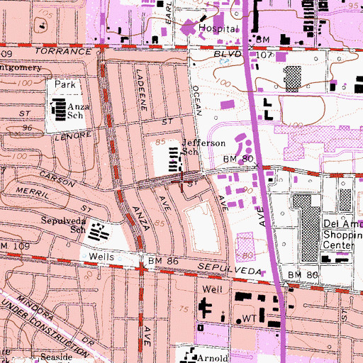 Topographic Map of Torrance Division, CA