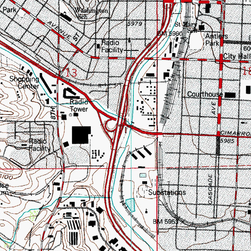 Topographic Map of Monument Creek, CO
