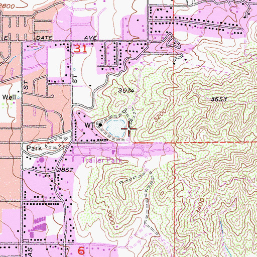 Topographic Map of Yucaipa Division, CA