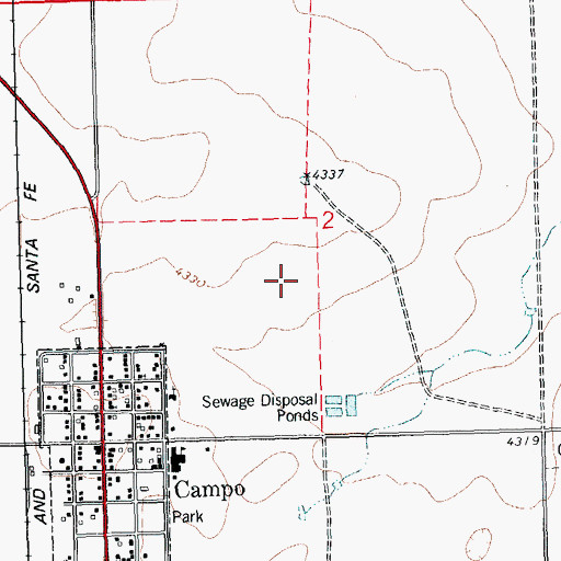 Topographic Map of Campo Division, CO