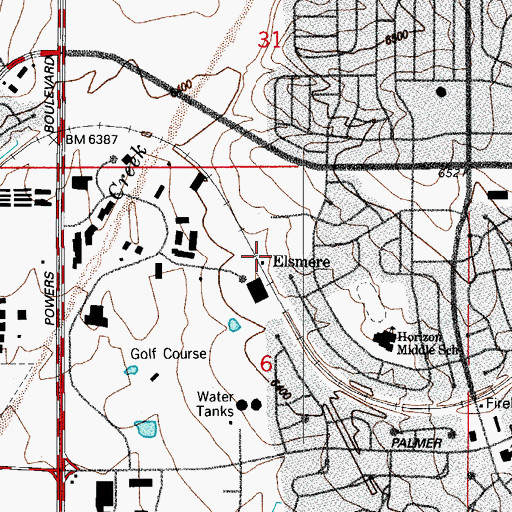 Topographic Map of Elsmere, CO