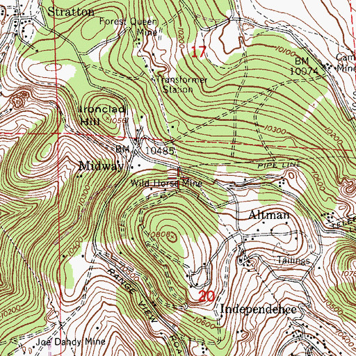 Topographic Map of Cripple Creek Division, CO
