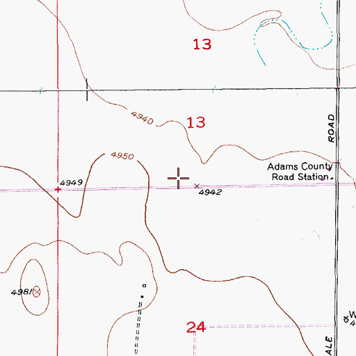 Topographic Map of East Adams Division, CO