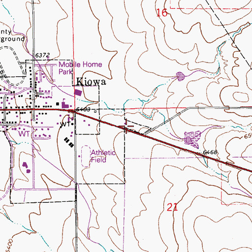 Topographic Map of Kiowa Division (historical), CO