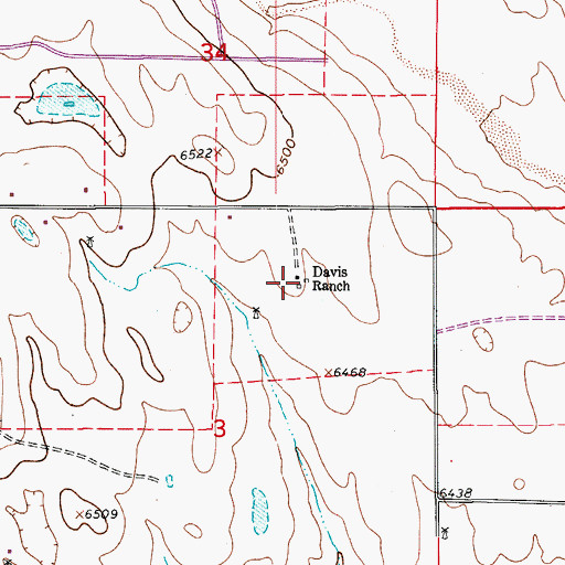 Topographic Map of Davis Ranch, CO