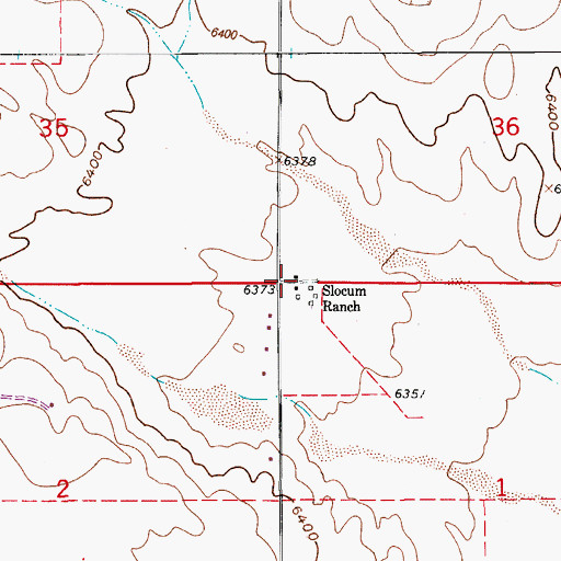 Topographic Map of Slocum Ranch, CO