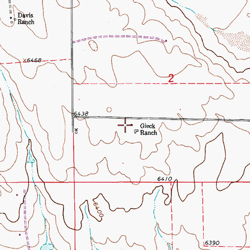 Topographic Map of Gieck Ranch, CO