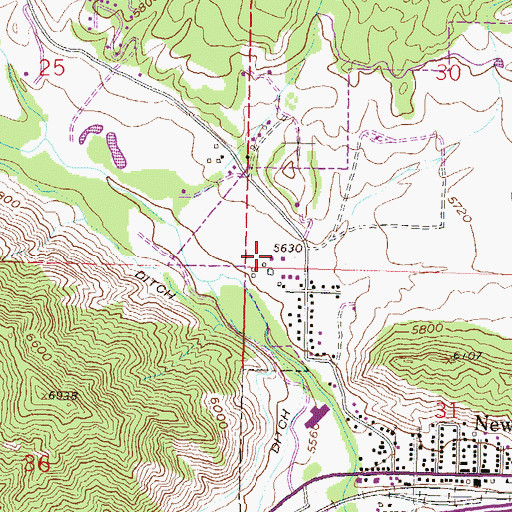 Topographic Map of New Castle Division, CO