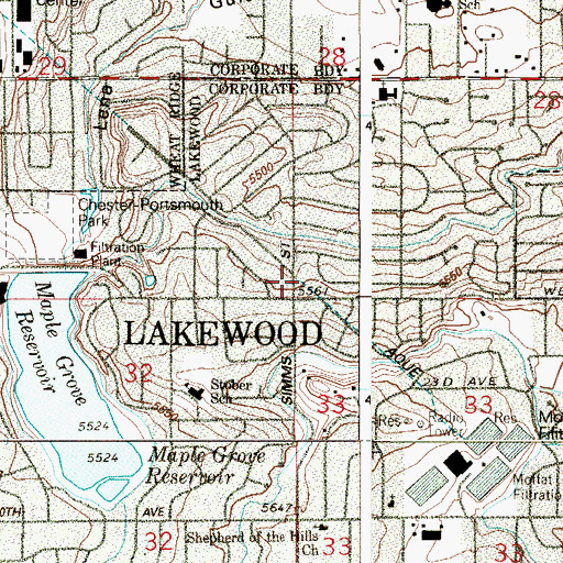 Topographic Map of Northeast Jefferson Division, CO