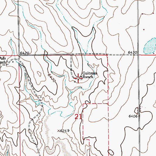 Topographic Map of Guitman Ranch, CO