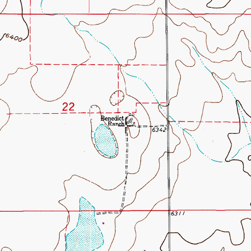 Topographic Map of Benedict Ranch, CO