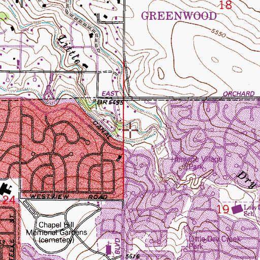 Topographic Map of Southwest Arapahoe Division, CO