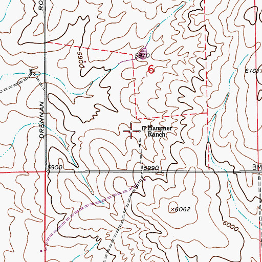 Topographic Map of Hammer Ranch, CO