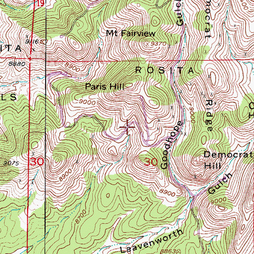 Topographic Map of Westcliffe Division, CO
