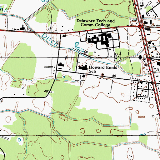 Topographic Map of Georgetown Division, DE