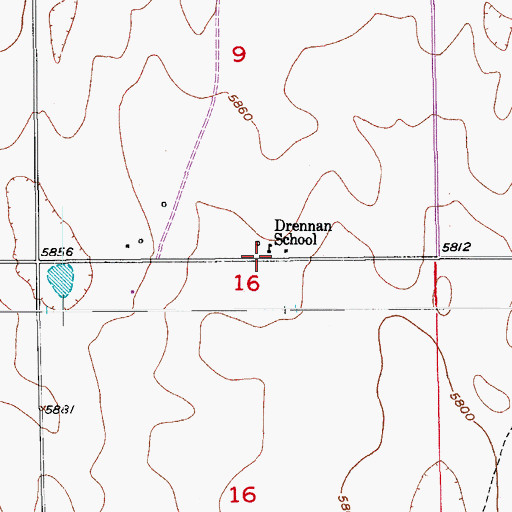 Topographic Map of Drennan School (historical), CO