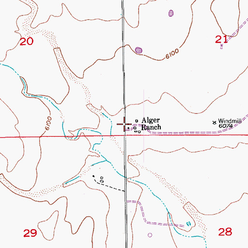 Topographic Map of Alger Ranch, CO