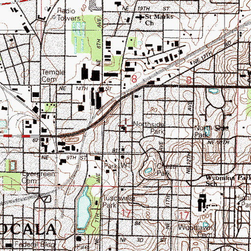 Topographic Map of Temple Beth Shalom, FL
