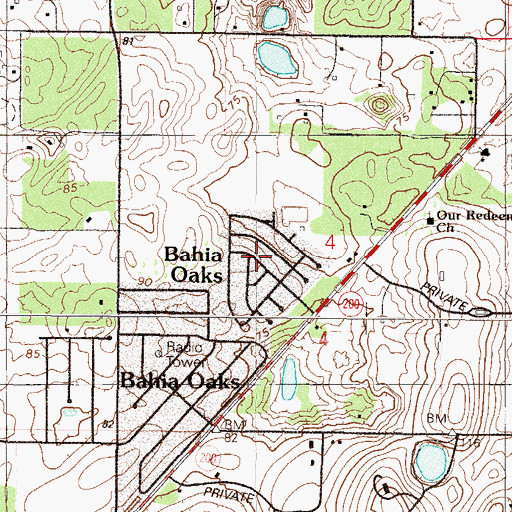 Topographic Map of Saddle Oak Club, FL