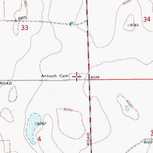 Topographic Map of Antioch Cemetery, CO