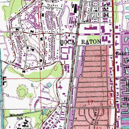 Topographic Map of Boca Raton Division, FL