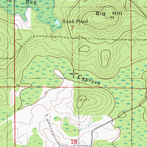Topographic Map of Caryville Division, FL