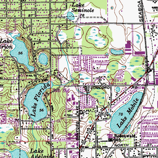 Topographic Map of Casselberry-Altamonte Springs Division, FL