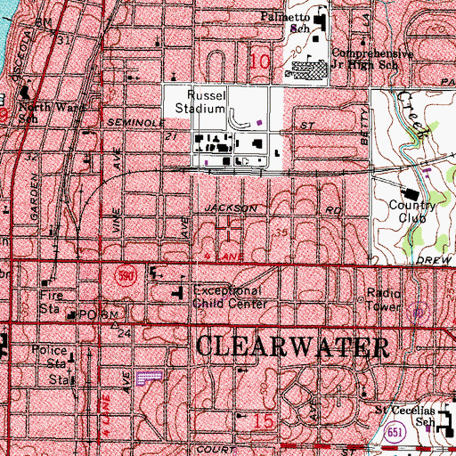 Topographic Map of Clearwater Division, FL