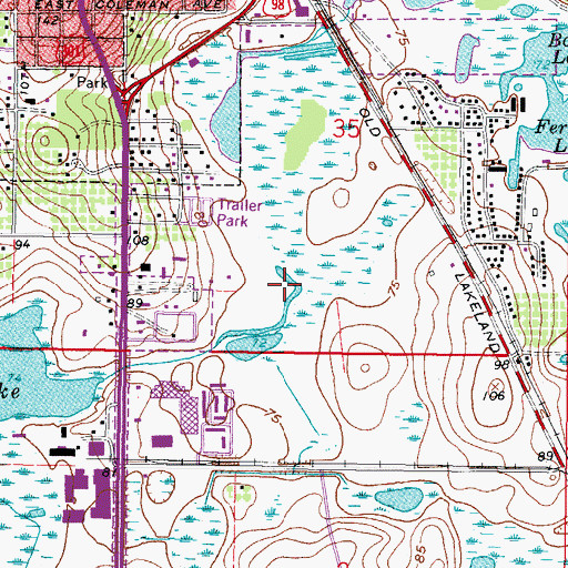 Topographic Map of Dade City Division, FL
