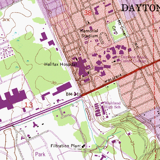 Topographic Map of Daytona Beach Division, FL
