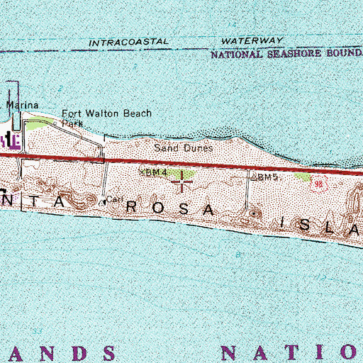 Topographic Map of Fort Walton Beach Division, FL