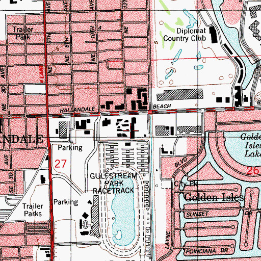 Topographic Map of Hallandale Beach Division, FL