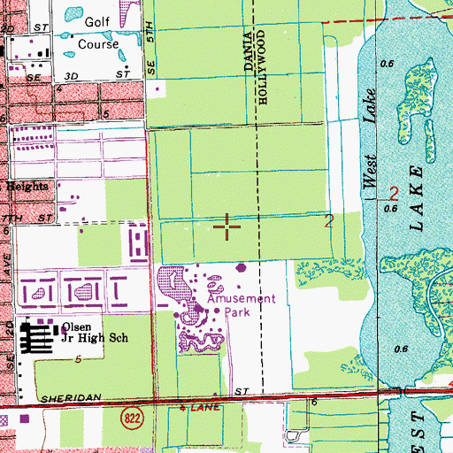 Topographic Map of Hollywood Division, FL
